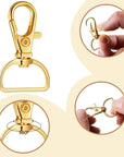 100 Pieces Swivel Clasp Snap Hooks and D Rings Bulk Key Chain Clip Hooks Hardware Lobster Claw Clasp for Keychain Making and Sewing Project