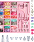 Plastic and Metal Snap Buttons with Snaps Pliers Set,300 Sets Plastic and Metal Snap Buttons for Sewing and Crafting (Pink)