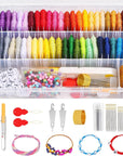 488Pcs String Bracelet Making Kit, Friendship Bracelet String Kit with 50 Skeins Embroidery Floss Cross Stitch Thread, 400Pcs Friendship Bracelet Beads, 37Pcs Embroidery Tools