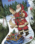 Counted Cross Stitch ''Checking His List'' Personalized Christmas Stocking Kit, 14 Count White Aida, 16''