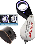 10X Foldable Pocket Magnifier Loupe with UV and LED Light for Jewelry, Rocks, Coins, and Antiques - Illuminated Magnifying Tool for Eye, Stamps, Watches, Hobbies, and Gems
