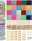 4300+ Clay Beads Bracelet Making Kit,24 Colors Flat Preppy Beads for Friendship Bracelets,Polymer Heishi Beads with Charms,Gifts Crafts Set for Girls 8-12