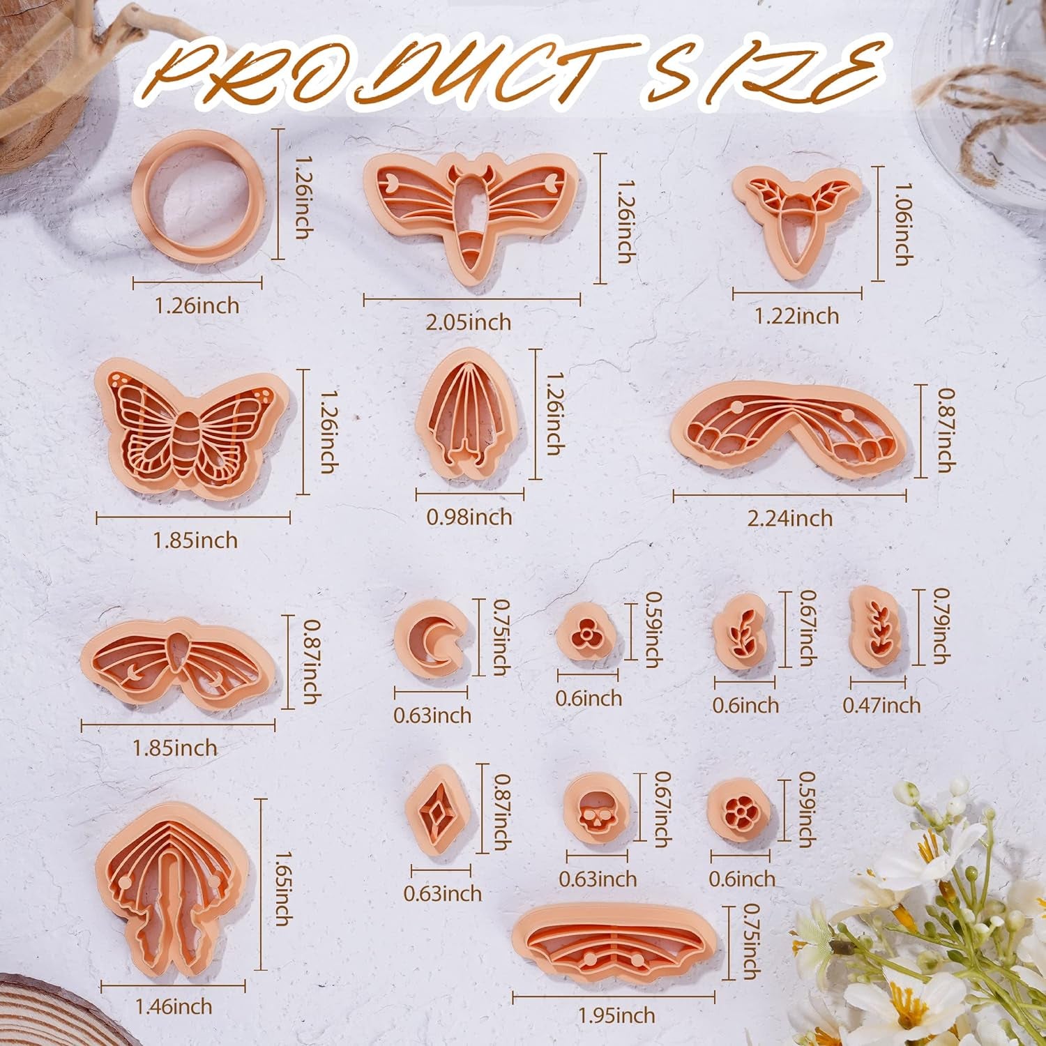 Luna Moth Polymer Clay Cutters - 16 Shapes Clay Cutters for Earrings, Moth Shapes Clay Cutters for Polymer Clay Jewelry Making, Mystical Drop Dangle Earrings Clay Earring Cutters