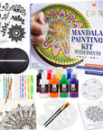 Complete Beginner'S Mandala Painting 48 Piece Kit with Acrylic Paints, Reusable Stencils and Dotting Tools. Fun Rock Art & DIY Craft Project. Starter Activity Pack and Gift for Teens and Adults