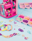 5 in 1 Activity Tower - Jewelry Making Kit with Storage - Heishi Beads, Plastic Links, Mini Rubber Bands, round Beads & Thread - Friendship Bracelet Making Kit for Girls 8-10-12-14