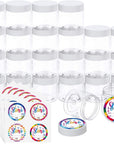 24 Pack 6Oz Slime Containers with Lids Plastic Jars for White Water-Tight Lids and Stickers Mini Storage for DIY Slime Making, Candy, Beads, Art Crafts, Lotion