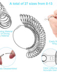 Ring Sizer Measuring Tool, Aluminum Ring Mandrel, 27 Pcs Premium Metal Ring Measurement Tool, Mens Womens Finger Gauge, 4 Sizes Ring Stick, 4 Pcs Polishing Cloth, US Ring Sizing Kit, by