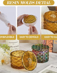 Jar Resin Molds Silicone, Large Diamond Jar Silicone Molds with 2Pcs Lid, Epoxy Jar Molds for Storage Box,Candy Jewelry Container,Home Decoration,Diy Resin Epoxy Casting Craft