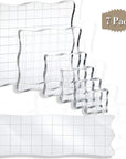 7 Pieces Acrylic Stamp Blocks Set Clear Stamping Blocks Tools with Grid and Grip, Decorative Stamp Blocks for Kids Scrapbooking Crafts Making, DIY Crafts Ornaments (Lace Edge)