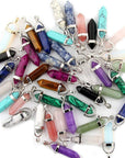 Mutilcolor 50Pcs Gemstone Bullet Meditation Healing Pointed Chakra Crystal Stone Random Color Pendants for Necklace Jewelry Making