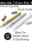 White Paint Pen, 0.7Mm Acrylic 2 White, 2 Gold, 2 Silver Permanent Marker Pens for Wood Rock Plastic Leather Glass Stone Metal Canvas Ceramic Marker Extra Very Fine Point Opaque Ink, 6 Pack