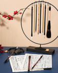 12 Pieces Chinese Calligraphy Brushes Painting Writing Brushes Watercolor Brushes Set Kanji Japanese Sumi Painting Drawing Brushes Kanji Art Brushes with Roll-Up Brush Holder