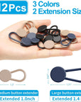 12PCS Button Extenders for Jeans, Pants Waist Button Extender for Women Men, 3 Colors Pant Waistband Expander, Pants Waist Extension 1-1.4 Inches
