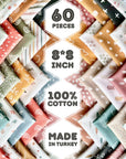 100% Cotton 50 PCS 8 X 8 Inches (20Cm X 20Cm) Softnes Cotton Fabric Bundle Squares for Quilting Sewing Fabric Squares for Craft Patchwork Fabric Set Turkish Quality (50 Solid Color Fabric Set)
