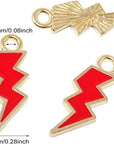 100PCS Zinc Alloy Enamel Flash Shape Charms Pendants Lightning Bolt Charms Flash Thunder Pendant for Bracelet Necklace Earrings DIY Jewelry Making Accessories (10 Colors)