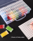 3Pcs 64 Grids Diamond Painting Storage Containers 5D Beads Organizer with Diamond Painting Accessories Stickers for Bead Storage Diamonds DIY Art Craft Storage