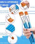 10 Pieces 3/4 Inch Flat Paint Brushes Acrylic Paint Brush Artist Craft Paint Brushes Watercolor Small Brush Bulk Painting Brush Art Detail Oil Brush for Adult(8.1 X 0.9 X 3/4 Inch,Sky Blue)