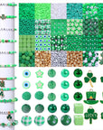 2566PCS+ St. Patrick'S Day Beads for Jewelry Making Green Heishi Pearl Star Letter Clay Wooden Irish round Loose Beads with Enamel Luck Shamrock Hat Pendants for DIY Necklace Bracelets Making Kit