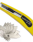 Professional Acrylic Plexiglass Sheet Cutter Scoring Knife Tool,With a Curved Handle,It Is More Convenient to Use.One Handle,11 Blades.(Yellow)