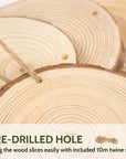 2.3-3.1 Inches Natural Wood Slices Set for Crafts - 25Pcs round Wood Discs with Pre-Drilled Hole for DIY Projects, Christmas Ornaments and Wedding Decoration