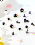 18Pcs 12-18Mm 3D Rainbow Glitter Safety Eyes for Crocheting with Washers Safety Eyes for Amigurumi Crochet Animals Halloween Decorations Crochet Accessories Gift for Crochet Lovers