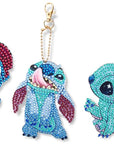 5 Pack Stitch Diamond Painting Kits Keychains,Diy 5D Full Drill Special Shape Rhinestone Painting Kit for Kids Beginners Adults,Stitch Paint by Number Diamond Dots Art Key Chain Gems Art Craft
