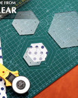 6 Pieces Hexagon Quilting Templates 1 Inch, 1.5 Inch, 2 Inch, 3 Inch, 4 Inch, 5 Inch with 1/4 Inch Seam Allowance, Acrylic Quilting Templates for DIY Quilting Sewing Crafts