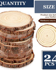 24 PCS Wood Slices Bulk, 4-4.7 Inch Unfinished Natural with Tree Barks Rustic Wedding Centerpiece Disc, Craft Wood Pieces for Circles Craft Christmas Ornaments and DIY Table Decorations
