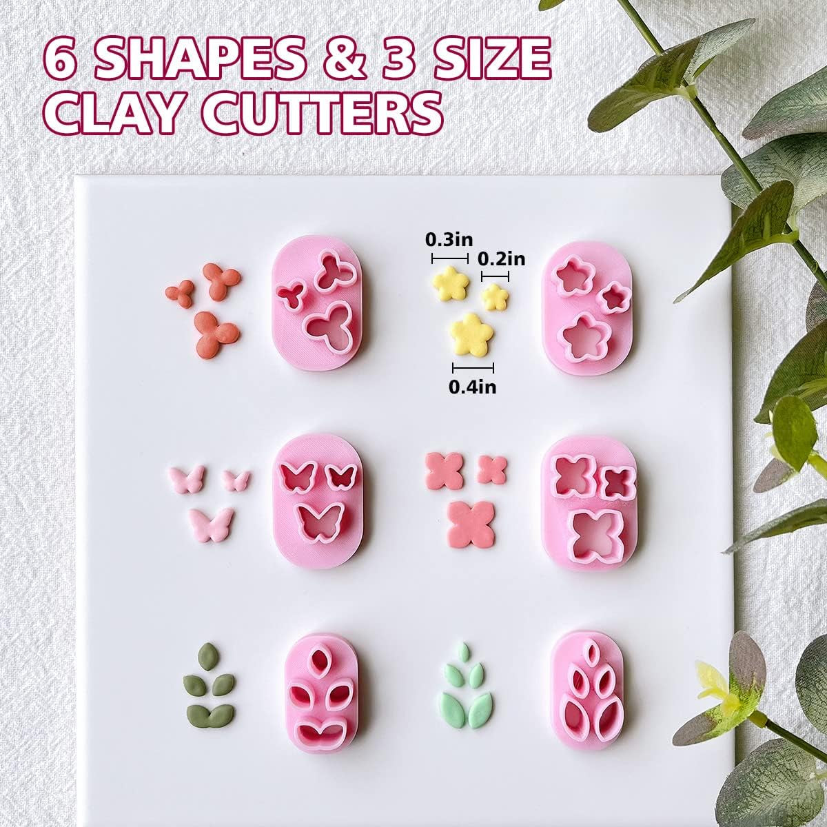 Polymer Clay Cutters - Mini Clay Cutters for Polymer Clay Earrings Making, 6 Shapes Floral & Leaf & Butterfly Micro Clay Cutters, Clay Cutters for Polymer Clay Jewelry