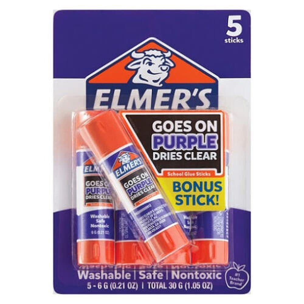 School Glue Sticks 5Ct - Disappearing Purple