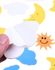 108 Pieces the Blue Sky, the Sun, the Moon Shapes Self-Adhesive Foam Stickers for Craft Art Project