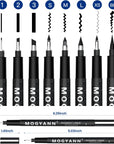 Art Pens, Black Drawing Pens 8 Size Ink Pens Set for Artist Writing, Sketching, Manga, Anime