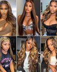 Fayniss Highlight 13x4 Body Wave HD Transparent Lace Front Wigs Body Wave Lace Frontal Wig For Women 180% Density Pre Plucked