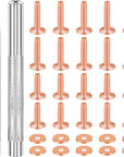 20Pack Copper Rivets and Burrs (14Mm and 19Mm) with 2Pcs Punch Rivet Tool for Belts, Bags, Collars, Leather-Crafting, Bracelets