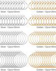 96Pcs Hoop Earrings Finding, Hypoallergenic Alloy round Earring Hoops for Jewelry Making, Gold Silver Open Beading DIY Earrings Craft Art Accessories 20Mm 30Mm 40Mm 50Mm