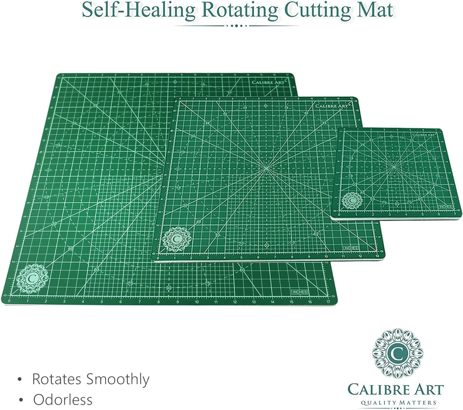 Self Healing Rotating Cutting Mat 18X18 (17" Grid), Perfect for Quilting & Art Projects