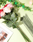 100 Pack Floral Wire 18 Gauge Crafts Wire Florist Wire Stems Diameter 0.05In Green Flower Wire for Flower Arrangement Supplies Crafts Bouquet Stem Wreath Making (14 Inch)
