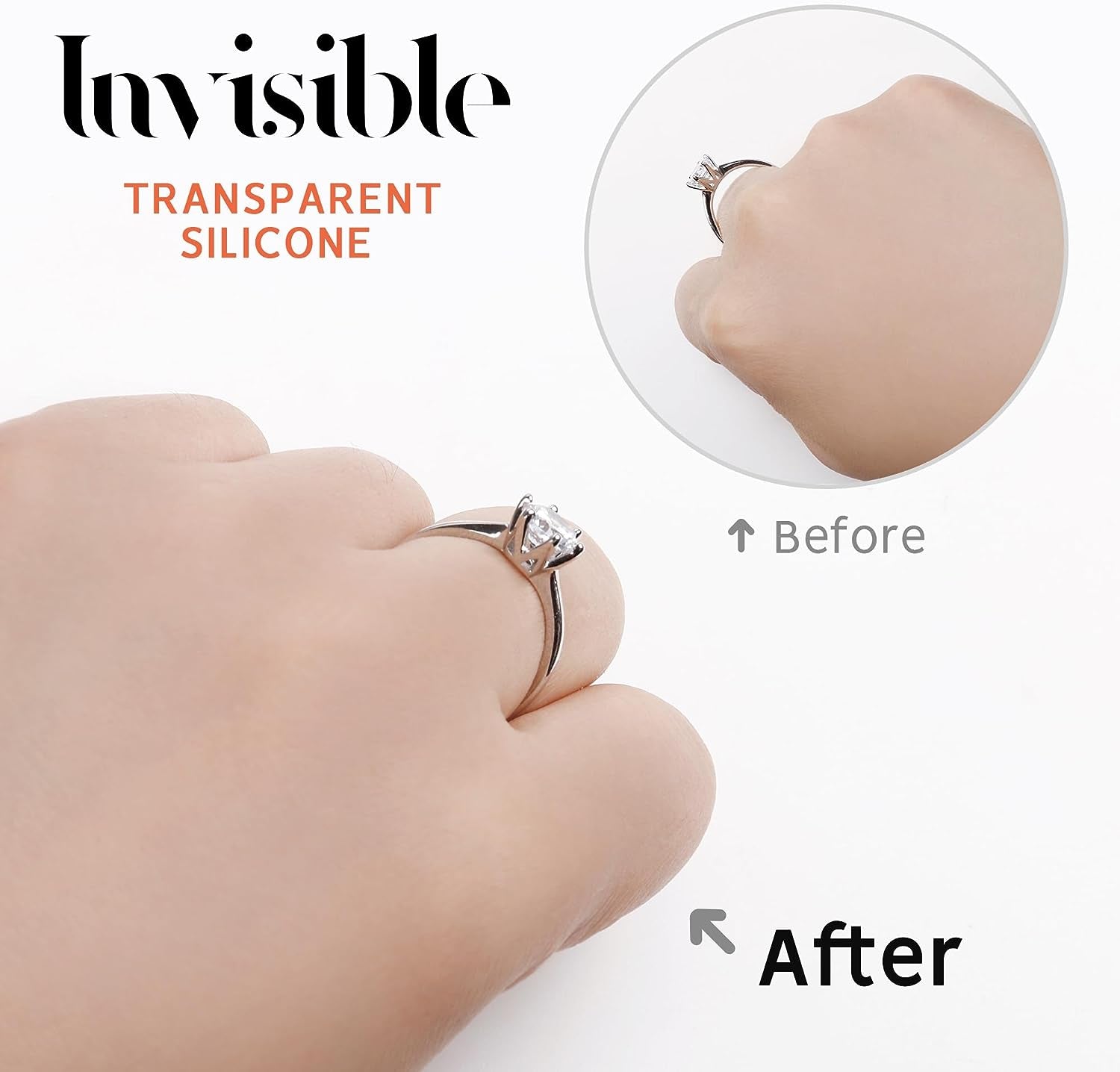 Ring Size Adjuster for Loose Rings,12 Pack-4 Sizes Invisible Transparent Silicone Guards Clip Jewelry Fitter Resizer,Fit Almost Any Ring for Women and Men