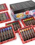Acrylic Paint Set of 60 Colors, 0.74 Ounces Tubes, 5 Metallic Colors Acrylic Paints, Non-Toxic Artist Paints. Art Supplies for Painting