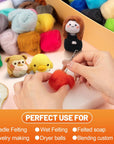 96Pcs 10.4 Oz Needle Felting Wool- 48 Colorful Nature Fibre Wool Yarn Roving Needle Felting Hand Spinning for Wool Felting Yarn Supplies DIY Craft Materials, 3G/Pack