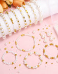 1290 Pieces Pearl Beads and Gold Spacer Beads for Bracelets Making, Assorted Gold Beads, Pearls for Bracelet Jewelry Making Kit