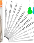 Large-Eye Blunt Needles, 12 Pieces Pro Quality Stainless Steel Yarn Knitting Needles, Sewing Needles, Crafting Knitting Weaving Stringing Needles (12 Pieces)