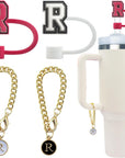 4 PCS Initial Letter Charm Accessories and Straw Cover Pack- Chains with Initial Letter for Stanley 20 30 40 Oz Tumbler with Handle
