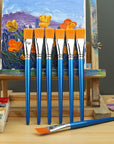 1 Inch Flat Paint Brushes for Acrylic Painting,12 Pieces Large Synthetic Paint Brushes Bulk with Wooden Handle for Acrylic, Watercolor, Oil, Crafts, Face Body Art