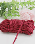 U Pick 10Yds 5Mm 3 Braided Cord Decorative Twisted Satin Polyester Twine Cord Rope String Thread Shiny Cord Choker Thread (11:Maroon)