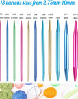60Pcs Interchangeable Circular Knitting Needles Set with Case 13 Pairs of Aluminum Circular Knitting Needle for Handmade DIY Knitting with Knitting Accessories,(2.75Mm-10Mm)
