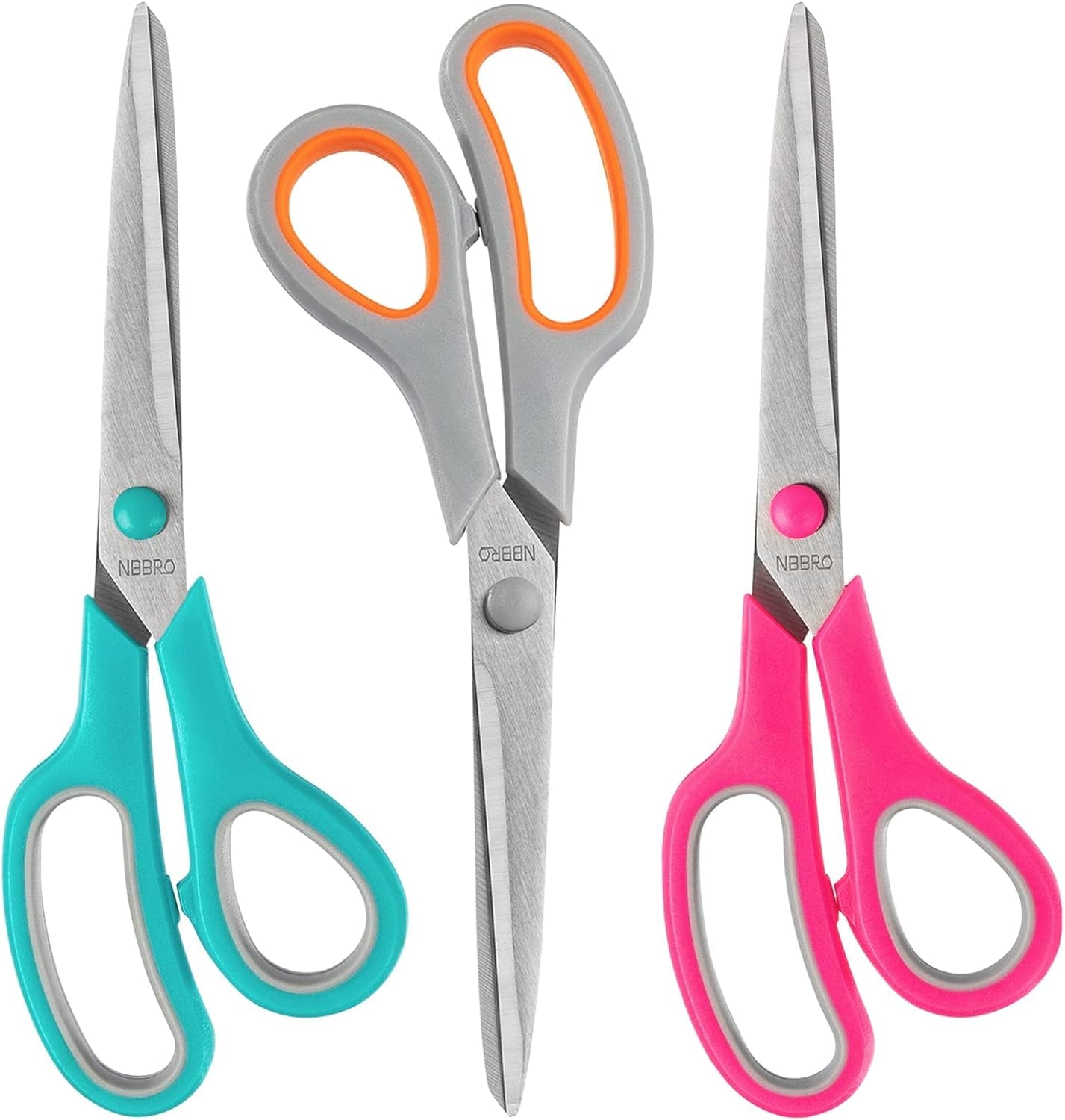 Scissors All Purpose,8.5'' Multipurpose Scissors Bulk 3-Pack,Stainless Steel Sharp Scissors for Office Home School Sewing Fabric Craft Supplies, Red