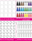 120Pcs Acrylic Keychain Blanks for Vinyl Kit Including 30Pcs Clear Acrylic Blanks, 30Pcs Keychain Tassels, 30Pcs Key Rings and 30Pcs Jump Rings for DIY Key Chain Vinyl Crafting