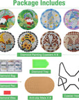 8 Pcs Diamond Art Painting Coasters with Holder, DIY Coasters Gnomes Diamond Art Painting Coaster Kits for Beginners Adults Cartoon Diamond Art Coasters Drinks Coaster Craft Supplies 4 Inch