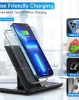 3 in 1 Wireless Charger, 18W Fast Charger Pad Stand Charging Station Dock for Iwatch Series SE 8/7/6/5/4/3 Airpods Pro/3/2 for Iphone 15/14/13/12 /11/Pro Max/12 Pro /XR (With QC3.0 Adapter)